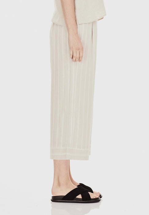 Wide Leg Crop Pant - Natural Stripe