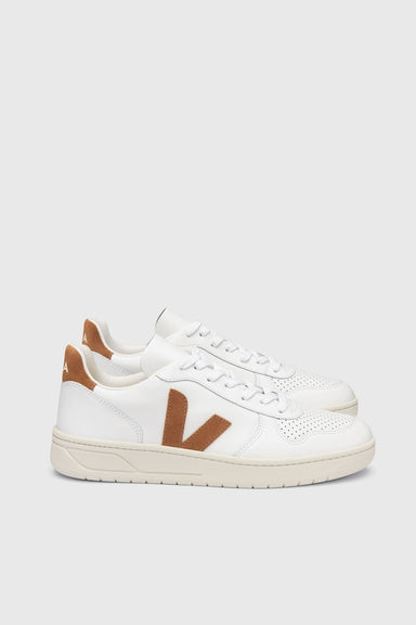 V-10 Leather - Extra White / Camel