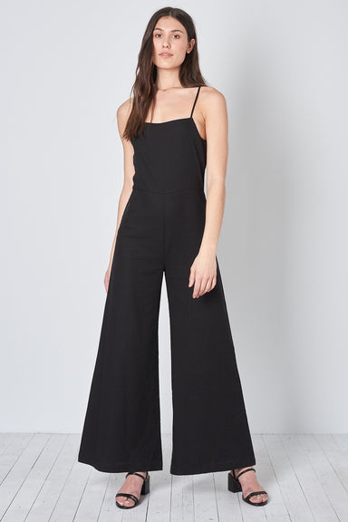 Super Sailor Linen Jumpsuit - Black