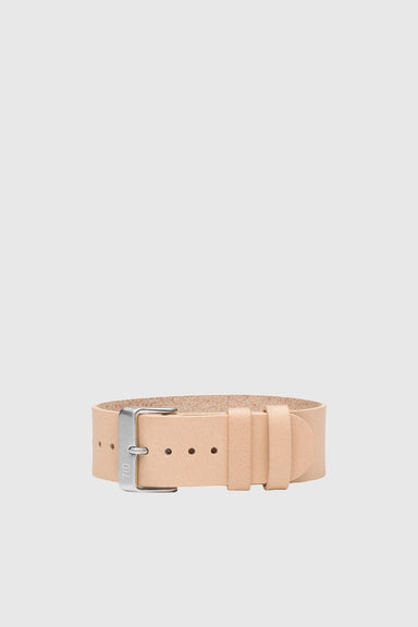 Natural Leather Wristband - Steel