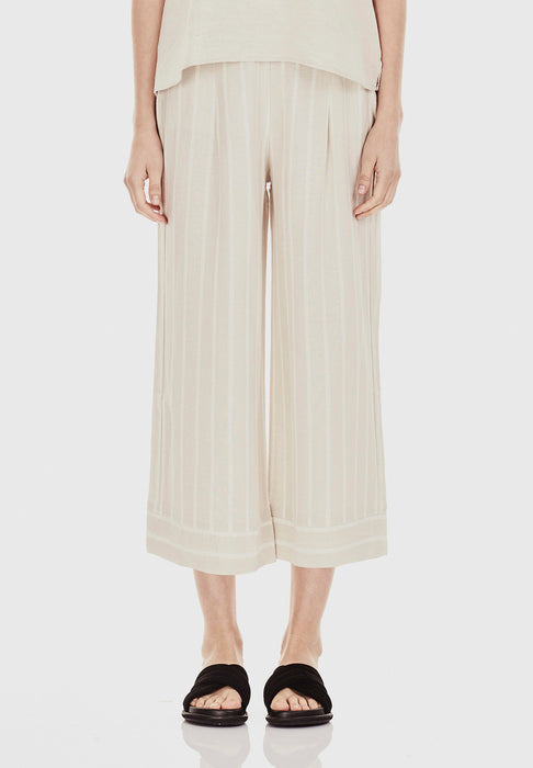 Wide Leg Crop Pant - Natural Stripe