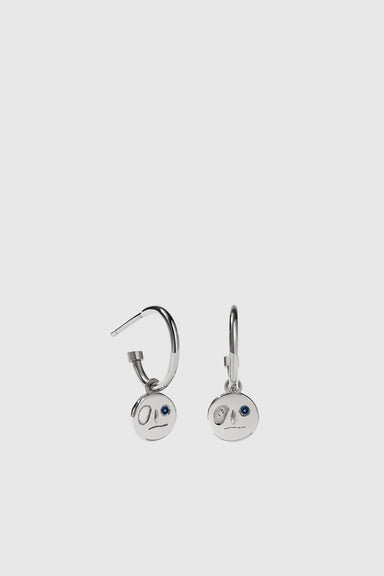 Miro Signature Hoops - Sterling Silver / Blue Sapphire