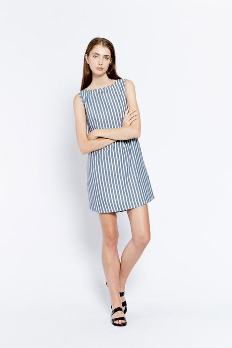 Claire Shift Dress - Navy/White Stripe