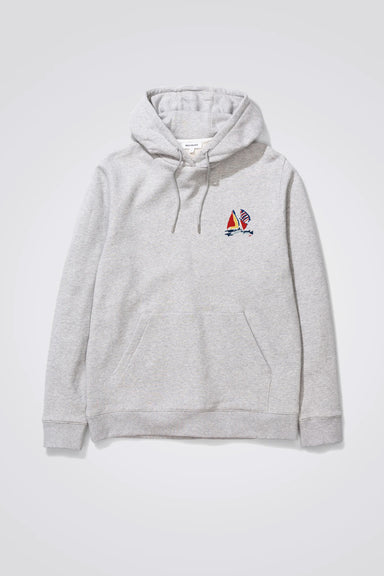 Vagn Hood Boat Embroidery - Light Grey Melange