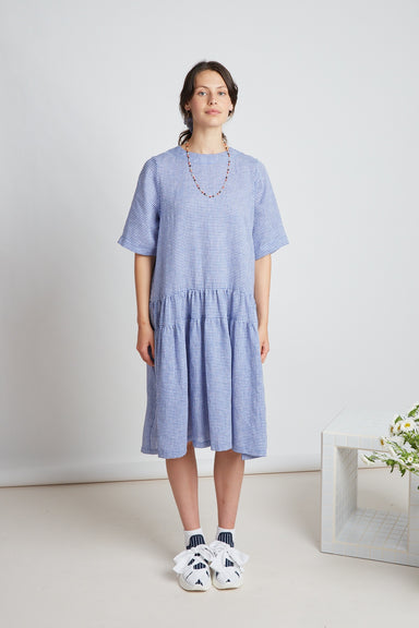 Maya Dress - Tiny Blue Gingham