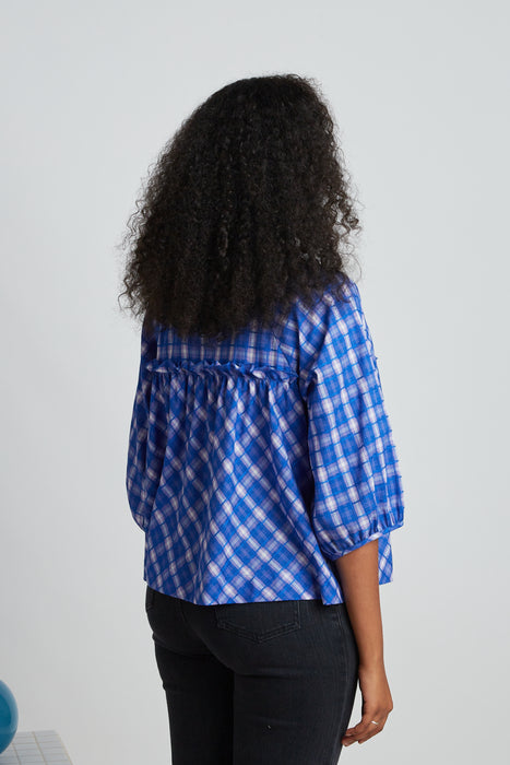 Wavelength Blouse - Sapphire Check