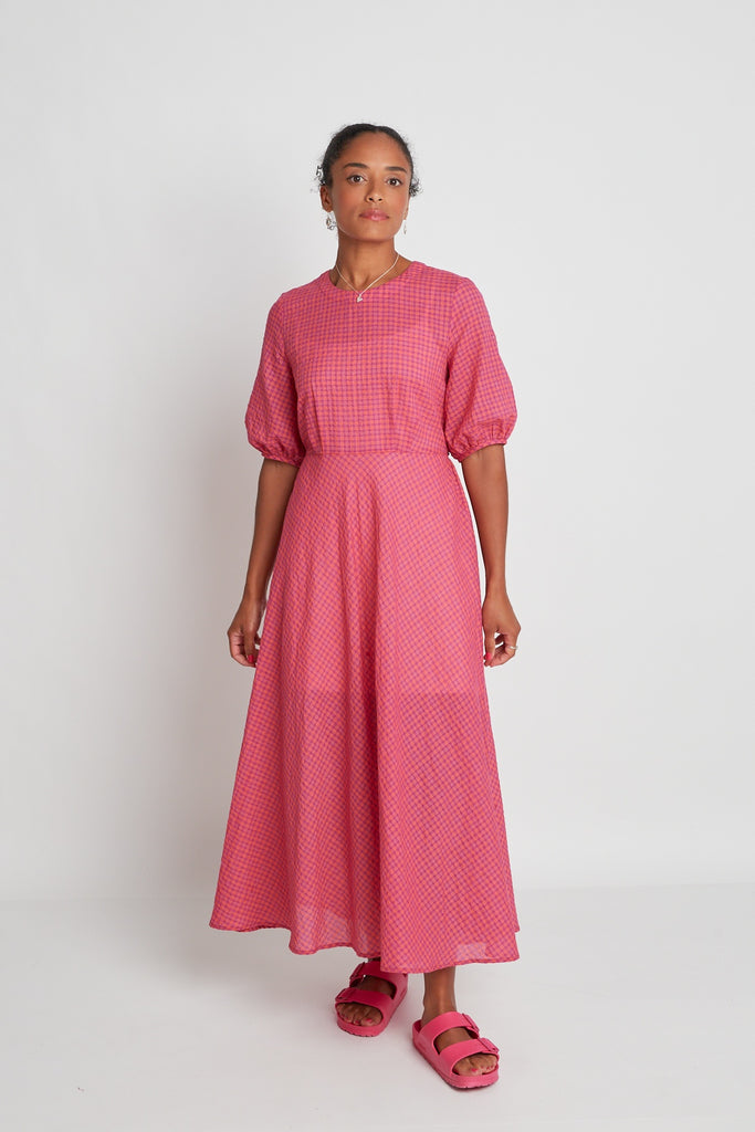 Katherine Dress - Magenta Check — Infinite Definite