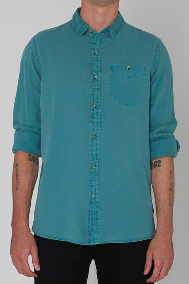 Men At Work Herringbone Shirt - North Sea