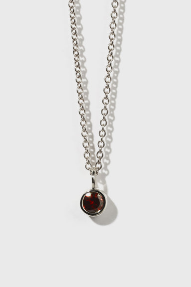 Cosmo Charm Necklace - Sterling Silver / Garnet