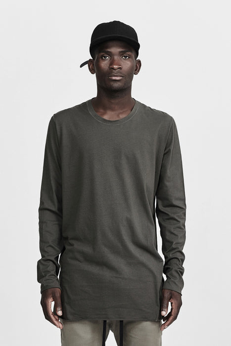 Crew L/S Tee - Charcoal/Khaki