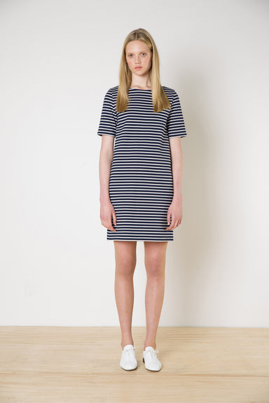 Sidney Stripe Dress - Navy+Grey Stripe