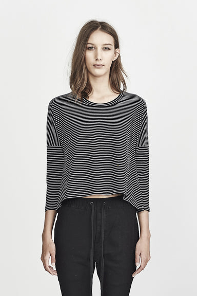 Boxy L/S Tee - Black/White Stripe