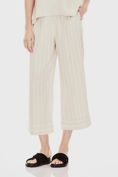 Wide Leg Crop Pant - Natural Stripe