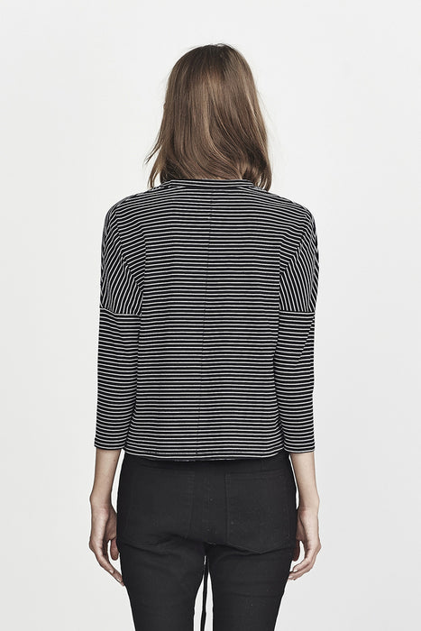 Boxy L/S Tee - Black/White Stripe