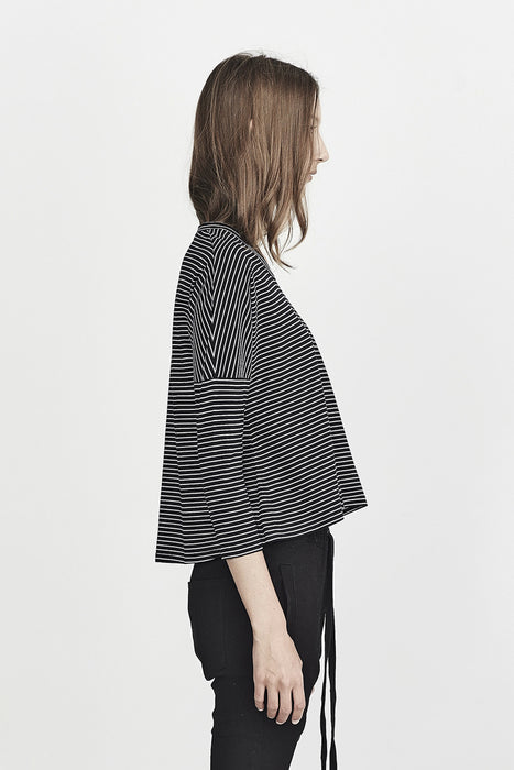 Boxy L/S Tee - Black/White Stripe