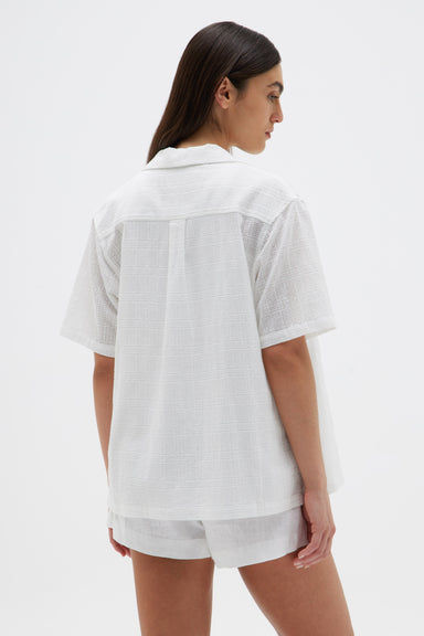 Broderie Anglaise Camp Shirt - White Anglaise Check