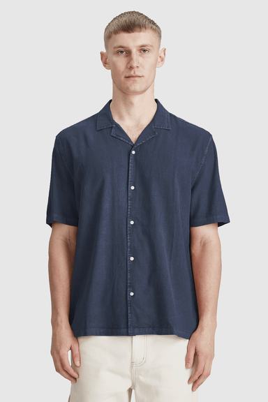 Revere Collar Shirt - Vintage Navy