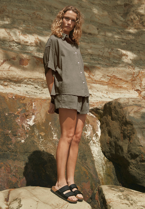 Boyfriend Shirt - Olive Grey