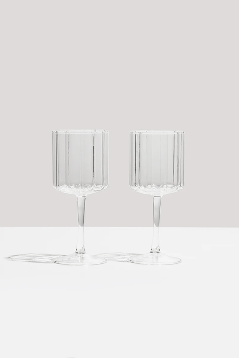 Wave Wine Glass Set of Two - Clear
