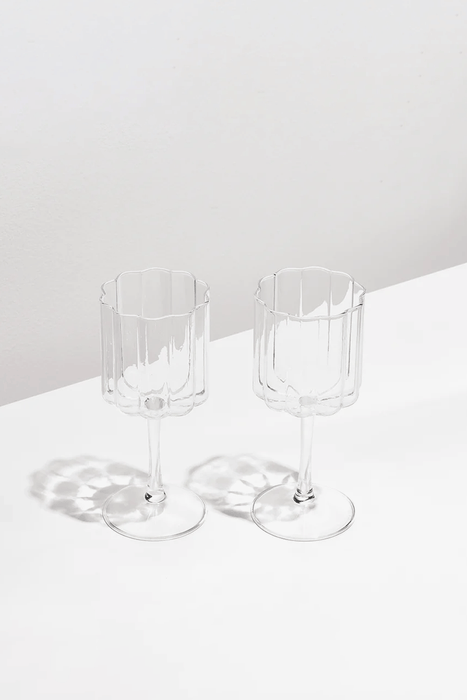 Wave Wine Glass Set of Two - Clear