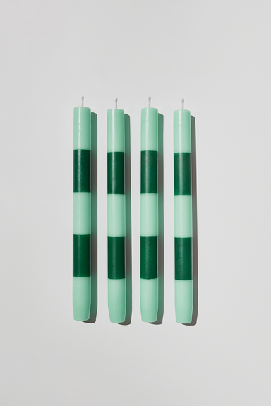 4 x Striped Candles - Jade / Green