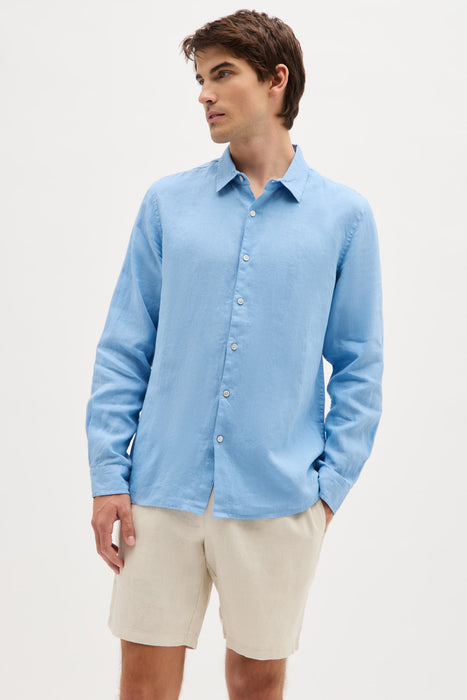 Casual Long Sleeve Shirt - Cornflower Blue