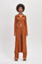 Edie Maxi Cable Jersey Knit Button Through Dress - Dark Orange