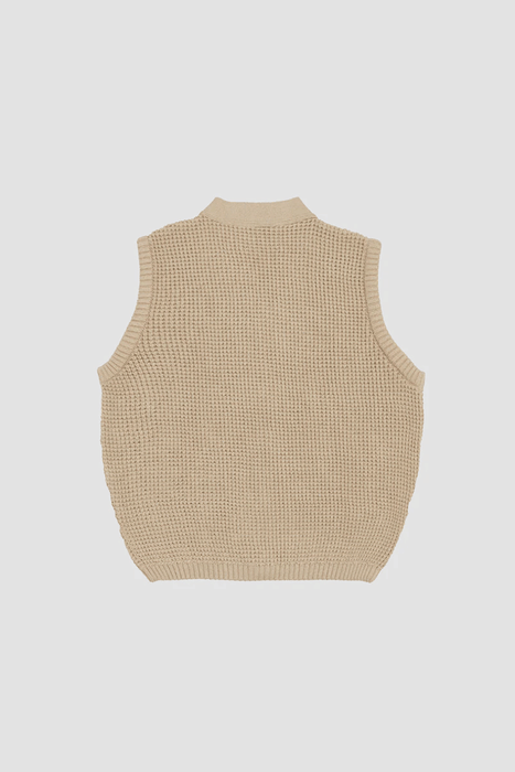 The English Difference Waffle Marl Vest - Tan
