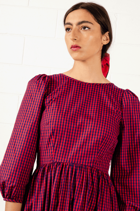 Heidi Dress - Red / Blue Gingham