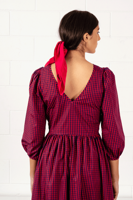 Heidi Dress - Red / Blue Gingham