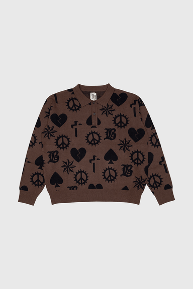 Icon Knit Polo - Brown / Black