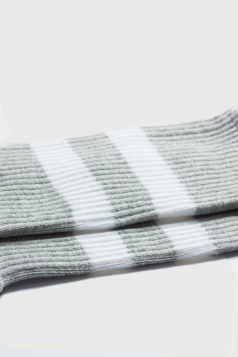 Cotton Athletic Crew - Light Grey Melange Stripe