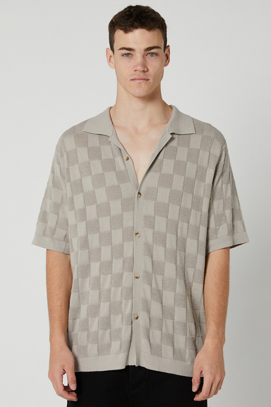 Checker Knit Shirt - Coconut