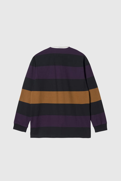 L/S Hansen Rugby Polo - Hansen Stripe, Black / Wax