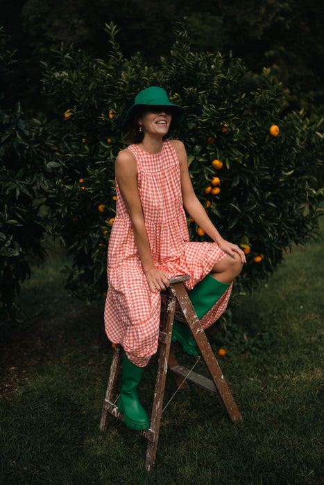 Tulip Dress - Peach Gingham