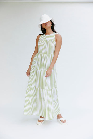 Tulip Dress - Wasabi Stripe