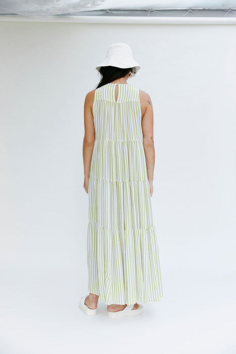 Tulip Dress - Wasabi Stripe