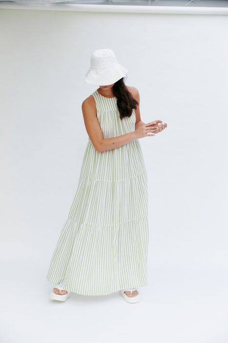 Tulip Dress - Wasabi Stripe