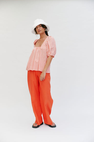 Dew Top - Peach Gingham