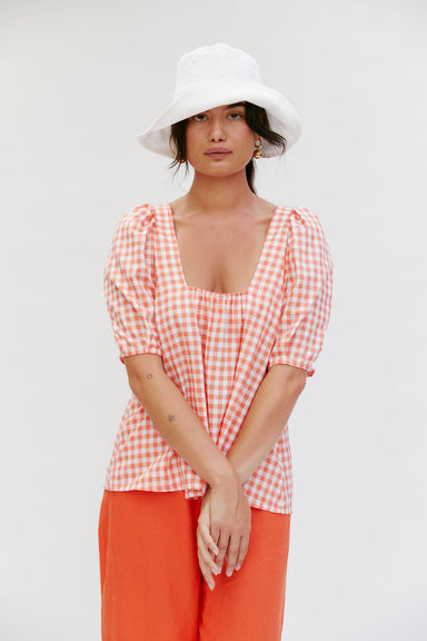 Dew Top - Peach Gingham