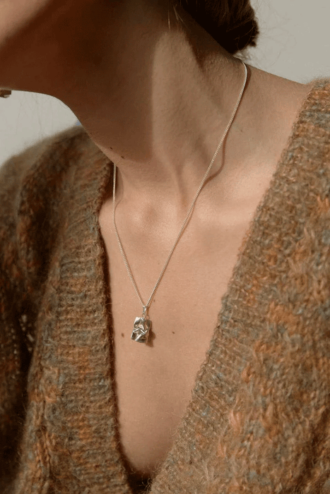 Half Crumple Necklace - Sterling Silver