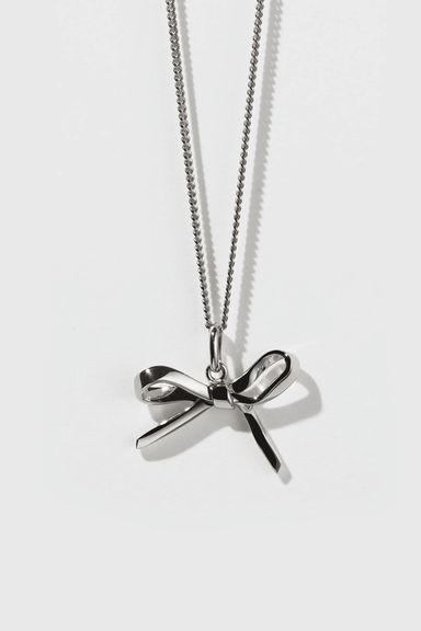 Bow Charm Necklace - Sterling Silver