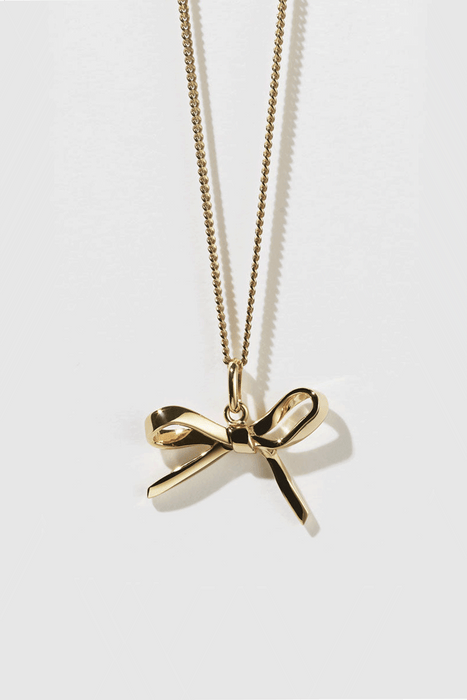 Bow Charm Necklace - Gold Plated