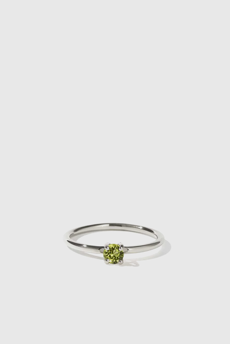 Micro Round Ring - Sterling Silver / Peridot