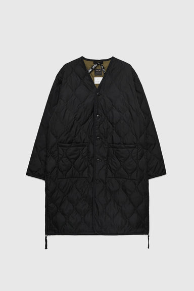 Military V Neck Down Coat - Black