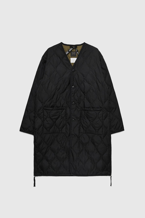 Military V Neck Down Coat - Black