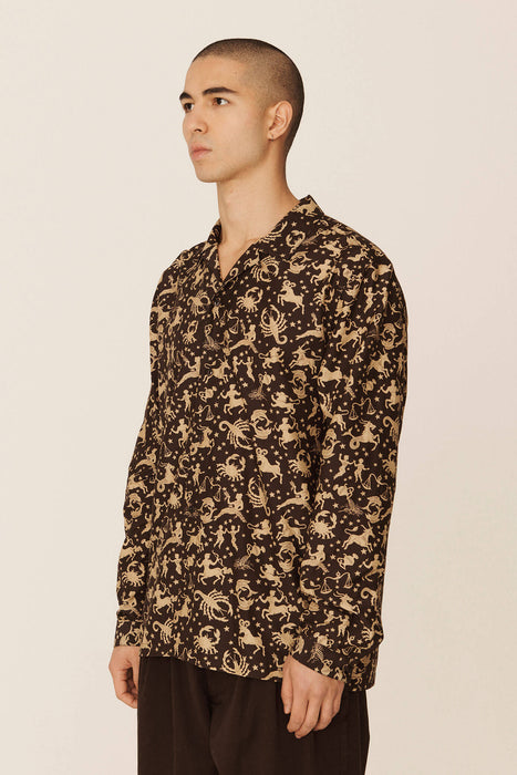 Feathers Shirt - Brown / Gold