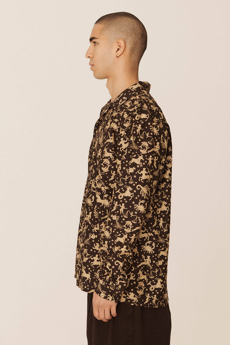 Feathers Shirt - Brown / Gold