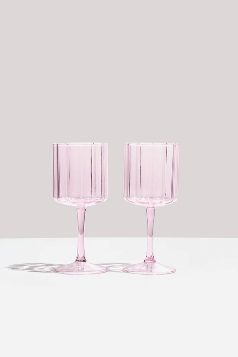 Wave Wine Glass Set of Two - Pink