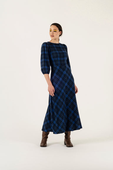 Robin Dress - Cobalt Tartan Flannel